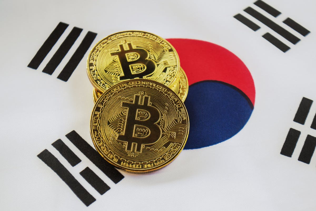 韓国国旗とビットコイン