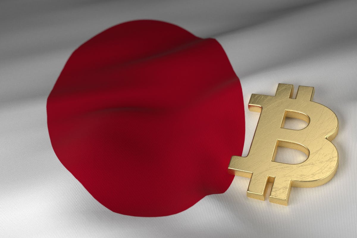 日本国旗とビットコイン