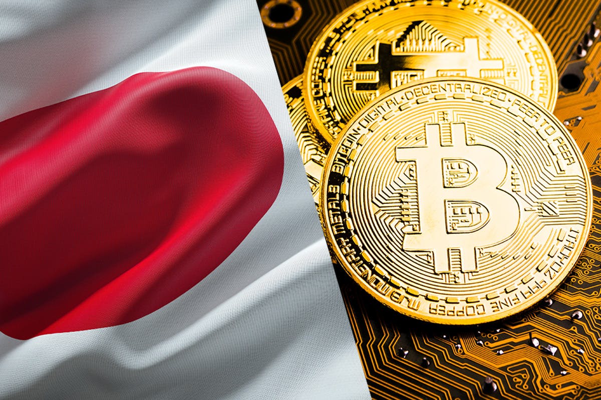 日本国旗とビットコイン